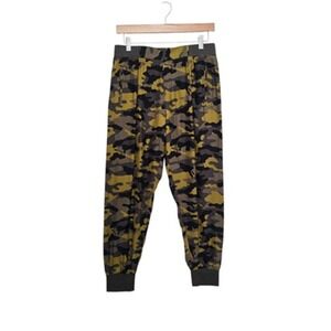 ATM Jogger Pants‎ Womens Small Green Camo 100% Silk Rib Cuffs Elastic Waist
